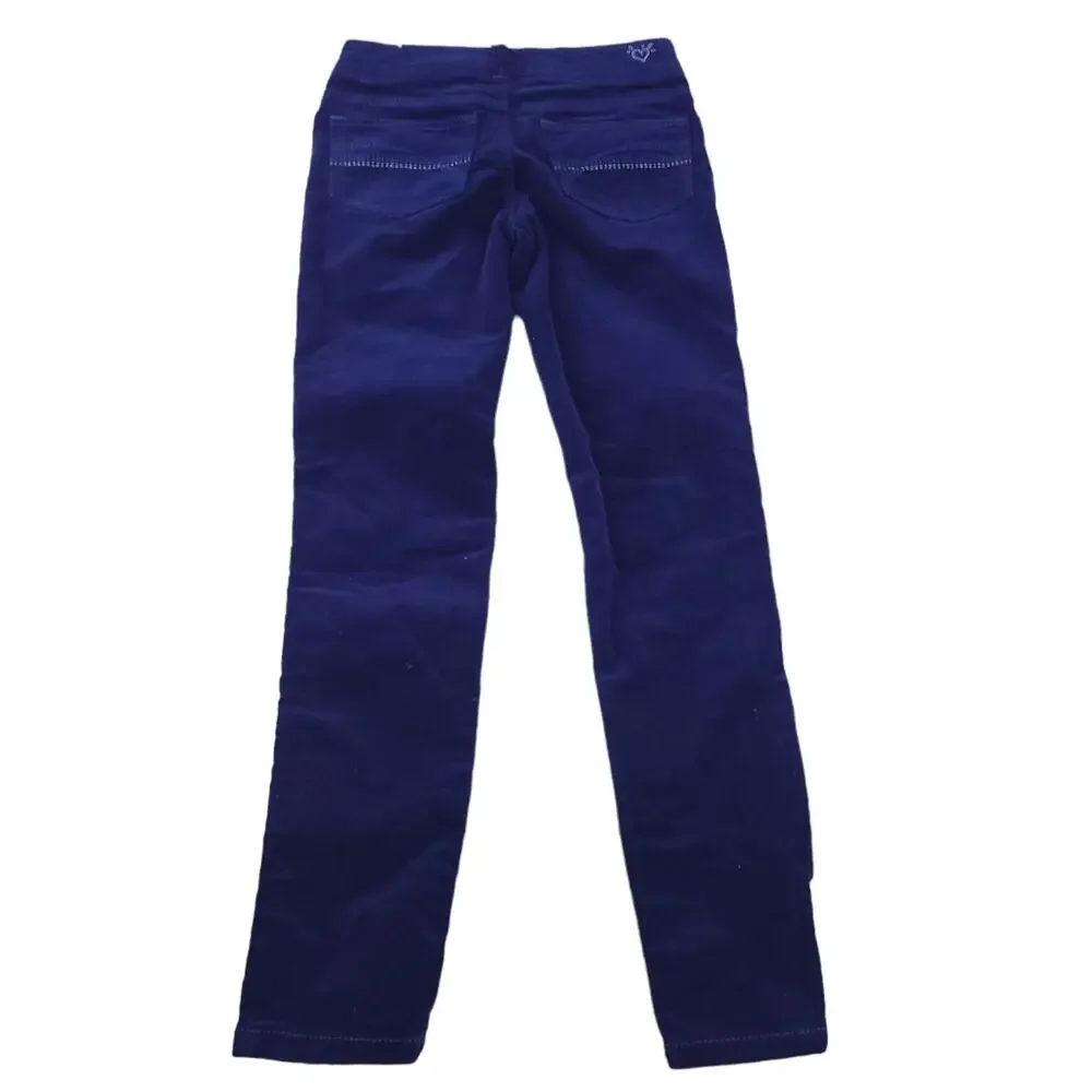 Justice Blue Corduroy Pants Size 10 Girls Pants, Cotton Blend, Zip Up, Belt Loop